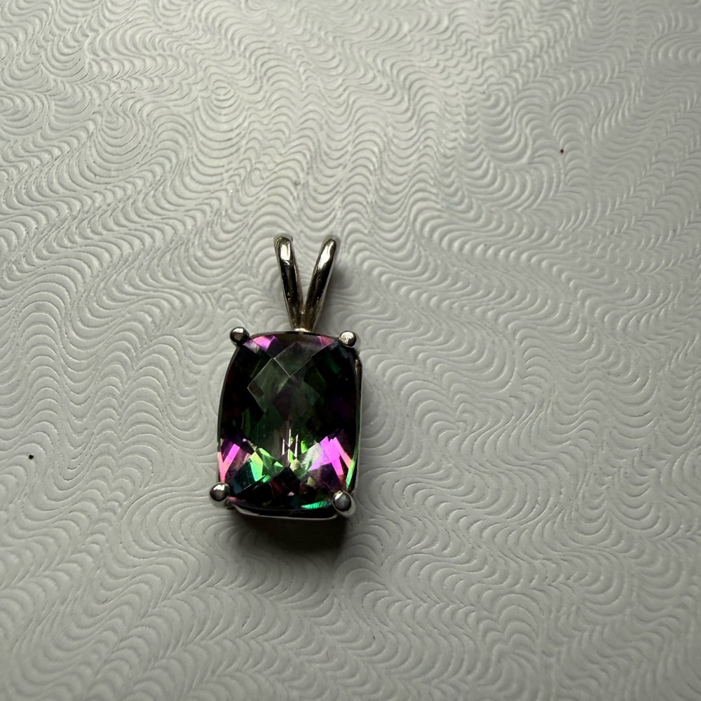 Genuine mystic topaz pendant in sterling silver